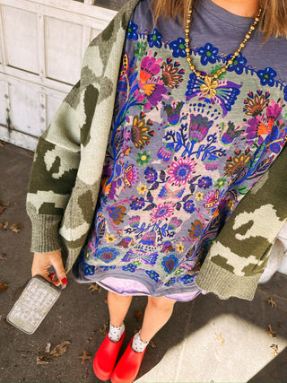 navy folk garden graphic tee