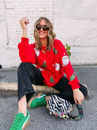 sequin santa & trees sweater