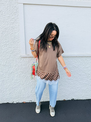 brownstone polka dot layered top