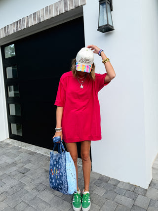 DAVI & DANI | oversized tshirt dress - watermelon red
