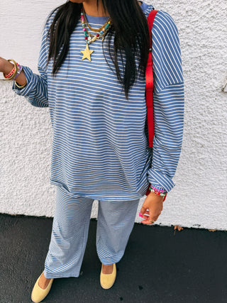 soulmate stripe two piece set - blue