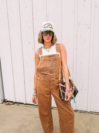 odessa washed overalls - brown