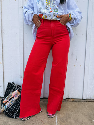 DAZE | far out cherry wide leg jeans