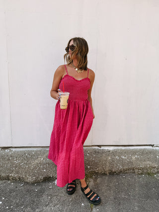 flamingo gingham dress