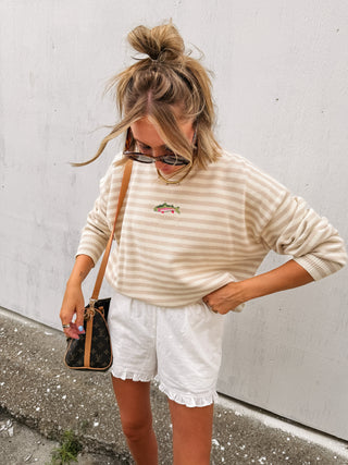 fishy stripe sweater - tan