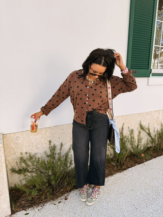 brown eyed girl button top