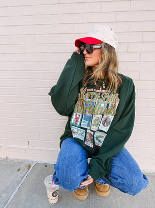 christmas stamps sweatshirt - green