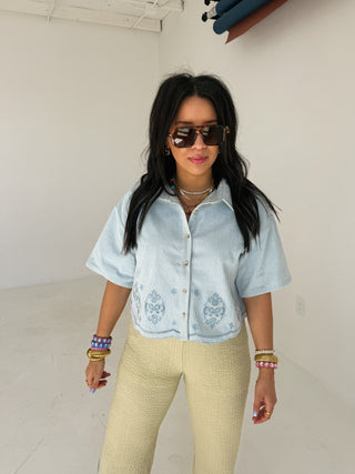 catch my drift denim top