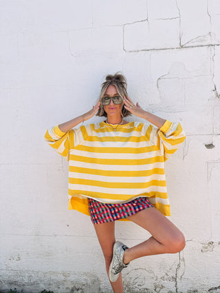 oversized citrus stripe sweatshirt