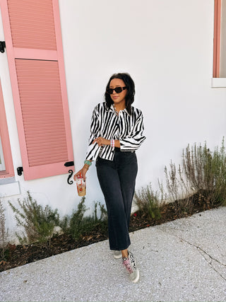 zebra button sweater