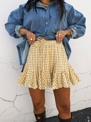 such a flirt gingham skirt - yellow