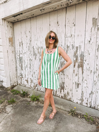 seeing green striped dress