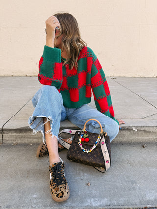 chestnuts & checkers sweater