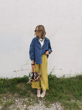patty cake polka dot pants - green