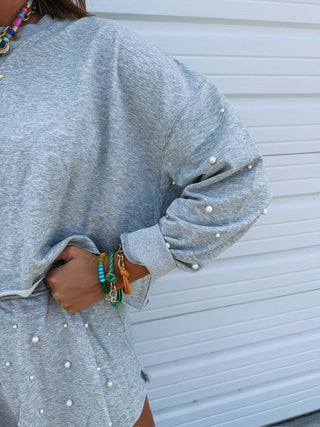 pearly girly top - grey