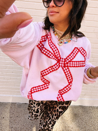 ETTA OG | ribbon bow sweatshirt - pink