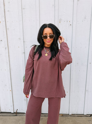 feeling fuzzy oversized top - pink / brown