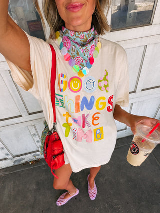 ETTA OG | good things take time graphic tee - ivory