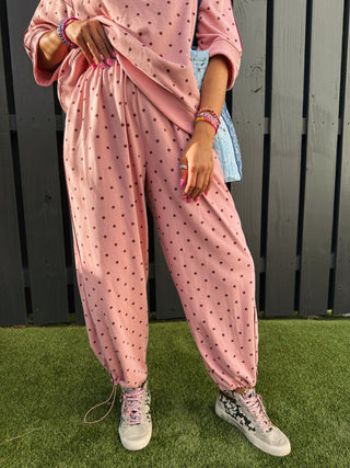 PEACH LOVE | lost in comfort polka dot pants - pink