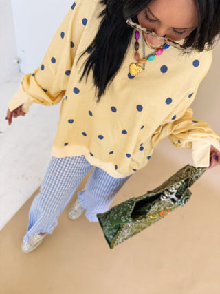 turn up the sunshine polka dot top