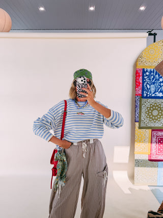 fishy stripe sweater - blue