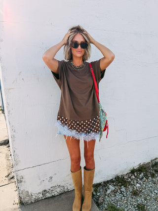 brownstone polka dot layered top