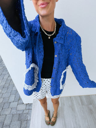 POL | ultramarine chunky knit cardigan