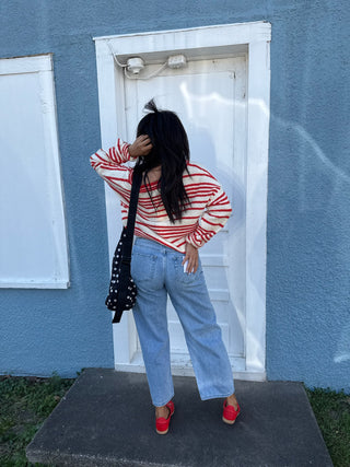 scarlet button sweater