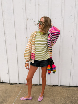 rush hour multicolor cardigan - pink