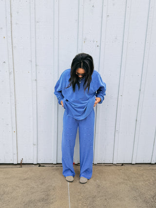feeling fuzzy lounge pants - royal blue