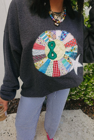 ETTA OG | quilted 8 ball sweatshirt - charcoal
