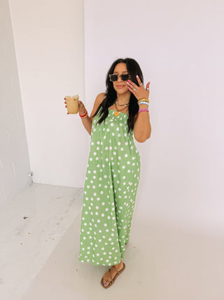 polka dot party dress - green
