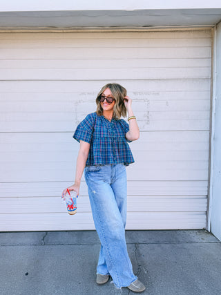 sugar plum plaid top
