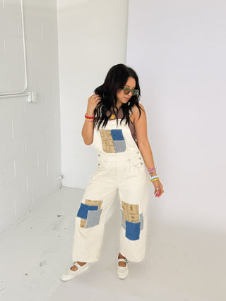 want you back patchwork overalls