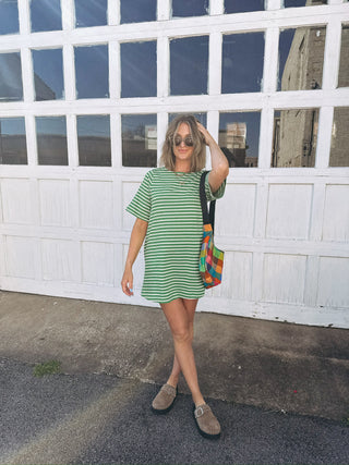 on the dock stripe mini dress - green