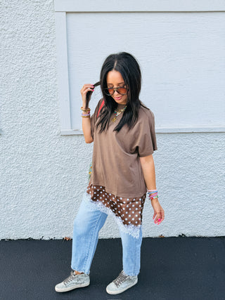 brownstone polka dot layered top