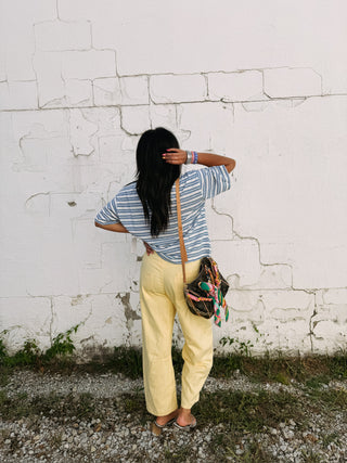 oversized dusty blue stripe tee