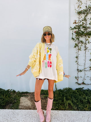 oversized bow cardigan - yellow