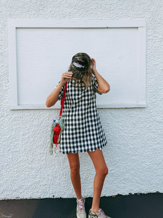 serena scalloped mini dress - navy