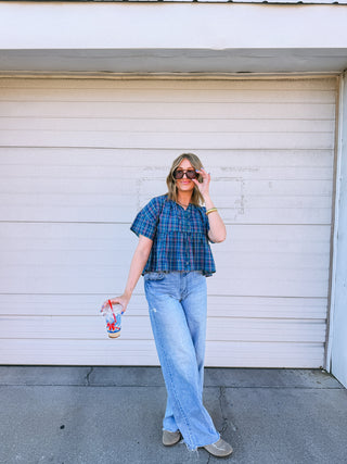 sugar plum plaid top