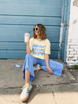ETTA OG | mother knows best graphic tee - butter yellow / blue
