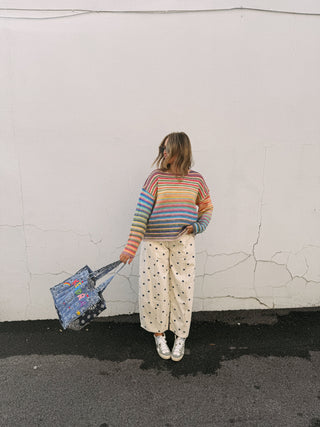 paint it polka dot barrel jeans - blue