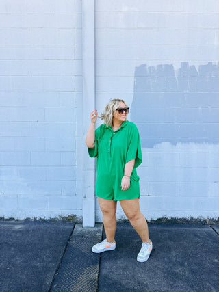 catch me on the bright side green romper