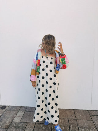 polka dot party dress - cream