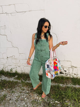 odessa washed overalls - green