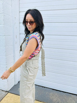 sage advice embroidered overalls