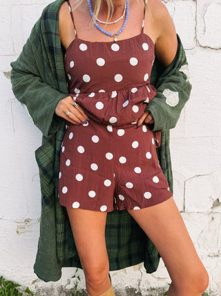 picture day polka dot shorts - brown