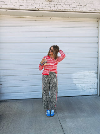 piper striped cardigan - red