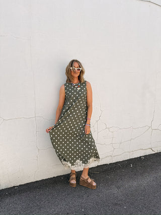 playful polka dot dress - olive