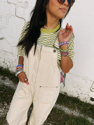zip it up overalls - cream